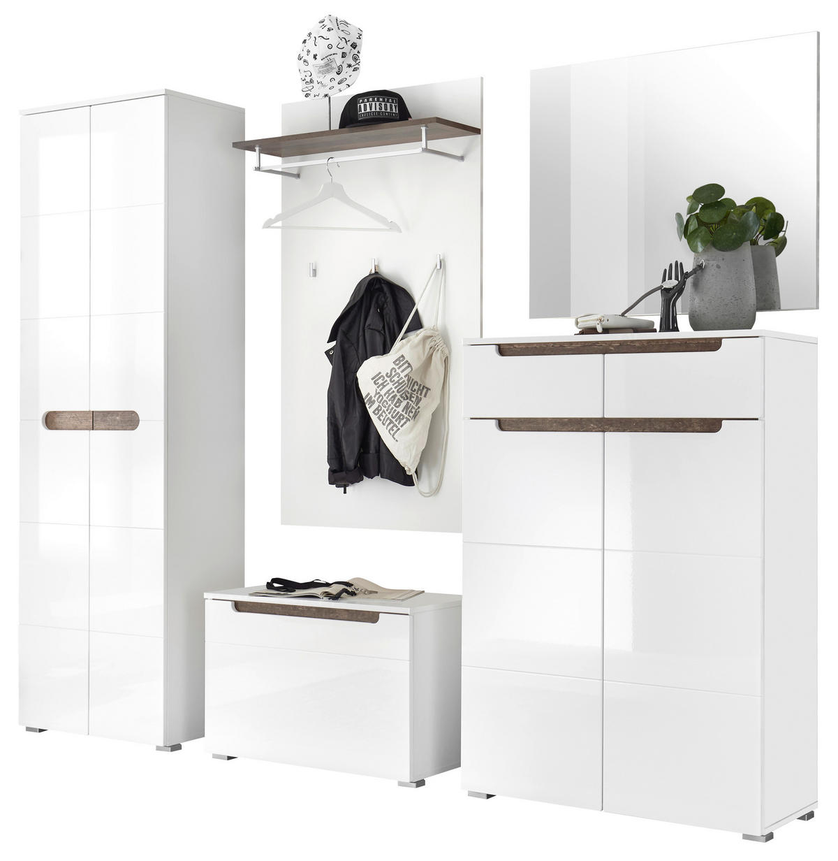 Sitzbank Turin weiß weiß Hochglanz Old Wood Nachbildung B/H/T: ca. 70x49x40 cm Turin - weiß (70,00/49,00/40,00cm)