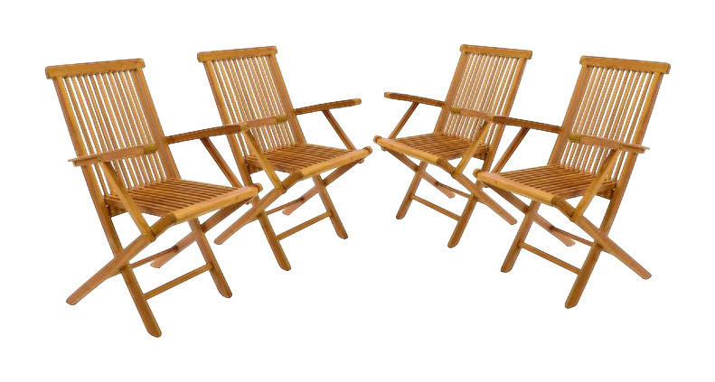 VCM Gartenstuhl 4er Set braun Teakholz B/H/T: ca. 57x89x62 cm 4er Set - braun (57,00/89,00/62,00cm) - VCM