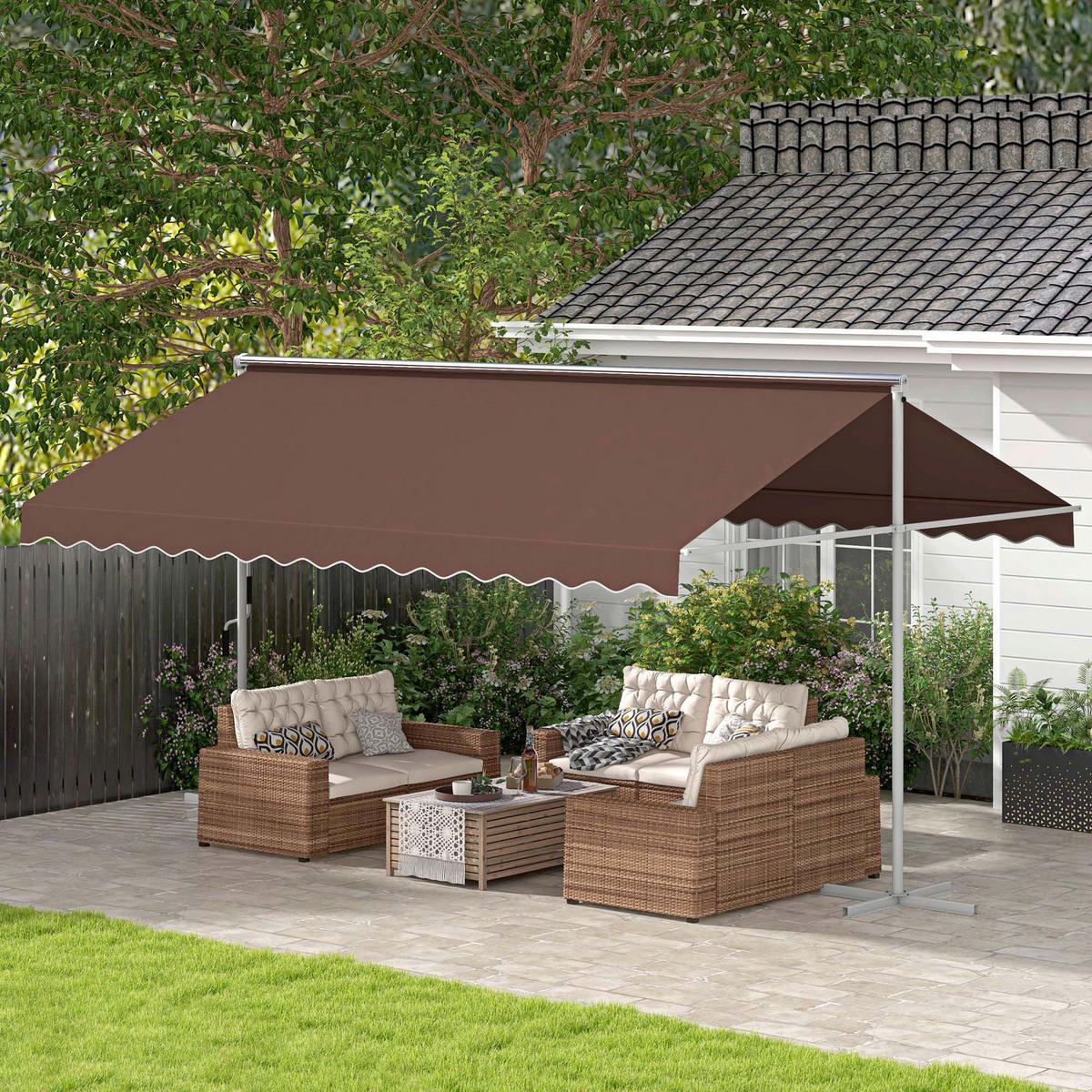 Outsunny Standmarkise kaffee B/H/L: ca. 340x255x450 cm Standmarkise - kaffee (450,00/340,00/255,00cm) - Outsunny
