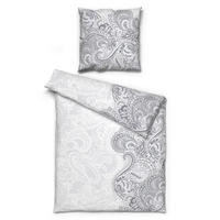 Baumwoll Bettwäsche Renforce Bettwäsche_Renforce Ornament - weiß/grau (135,00/200,00cm) - Dobnig Homeware