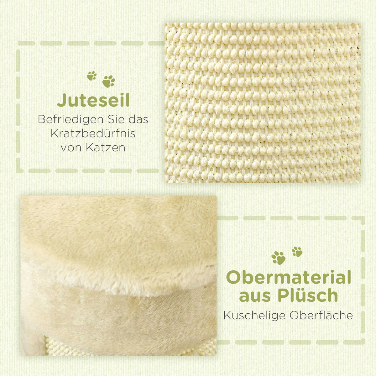 PawHut Kratzbaum cremeweiß Sisal B/H/L: ca. 25,5x58x34 cm Kratzbaum - cremeweiß (34,00/25,50/58,00cm) - PawHut