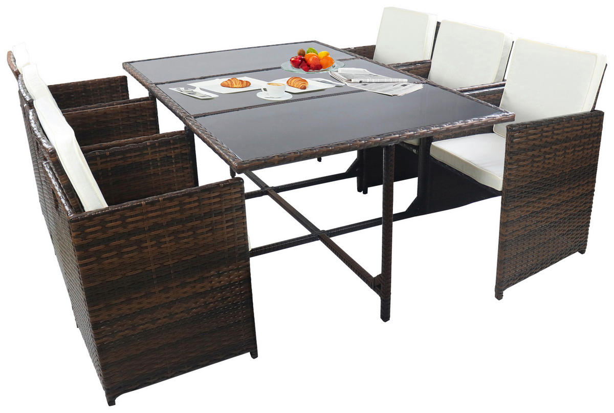 VCM Gartensitzgruppe Raloso braun Glas B/H/L: ca. 170x74x110 cm Raloso - braun (110,00/170,00/74,00cm) - VCM