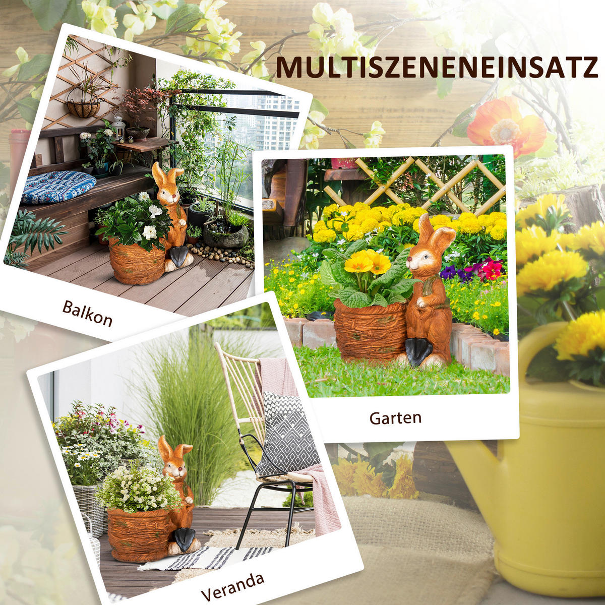 Outsunny Blumentopf braun Metall B/H/L: ca. 27x50x45 cm Blumentopf - braun (45,00/27,00/50,00cm) - Outsunny
