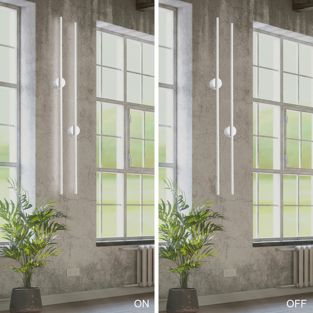 Lamkur LED-Wandleuchte weiß PVC Holz B/H/L: ca. 7x120x7 cm LANA - weiß (7,00/7,00/120,00cm) - Lamkur