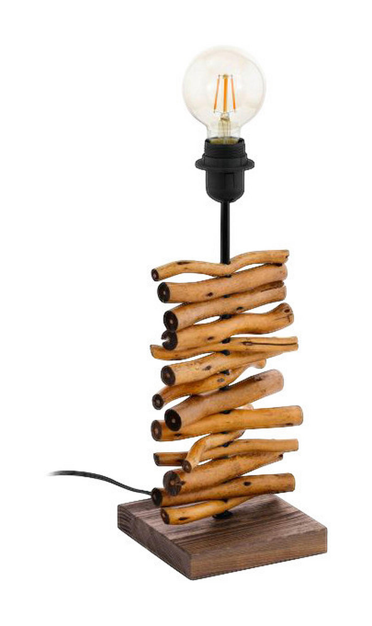 Eglo Tischlampe braun schwarz Metall Holz B/H/L: ca. 15x40x15 cm E27 1 Brennstellen Seahouse - braun/schwarz (15,00/15,00/40,00cm) - Eglo
