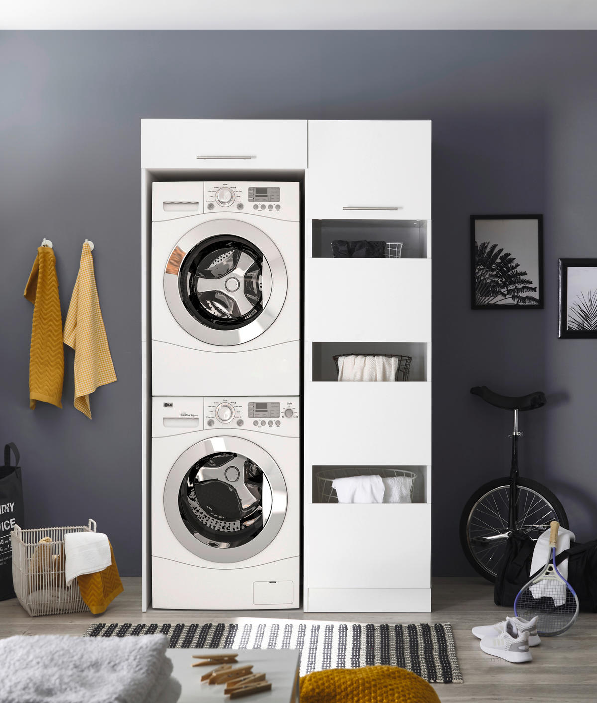 Respekta Hauswirtschaftsraum-Set Clara weiß matt B/H/T: ca. 117,4x200x67,6 cm Clara - weiß (117,40/200,00/67,60cm) - Respekta