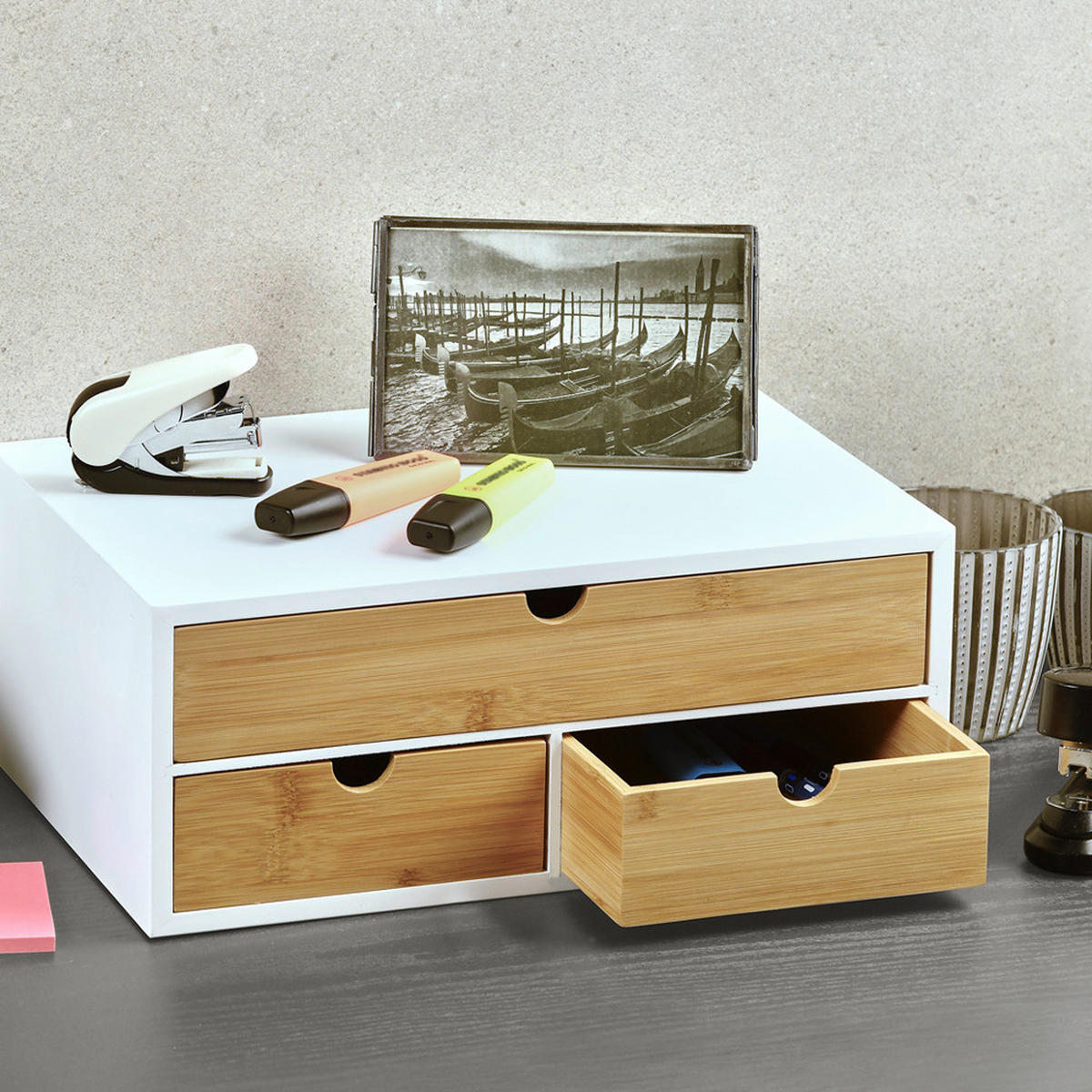 Kesper Organizer braun MDF B/H/L: ca. 21,5x14,5x33,5 cm Organizer - braun/weiß (33,50/21,50/14,50cm) - Kesper