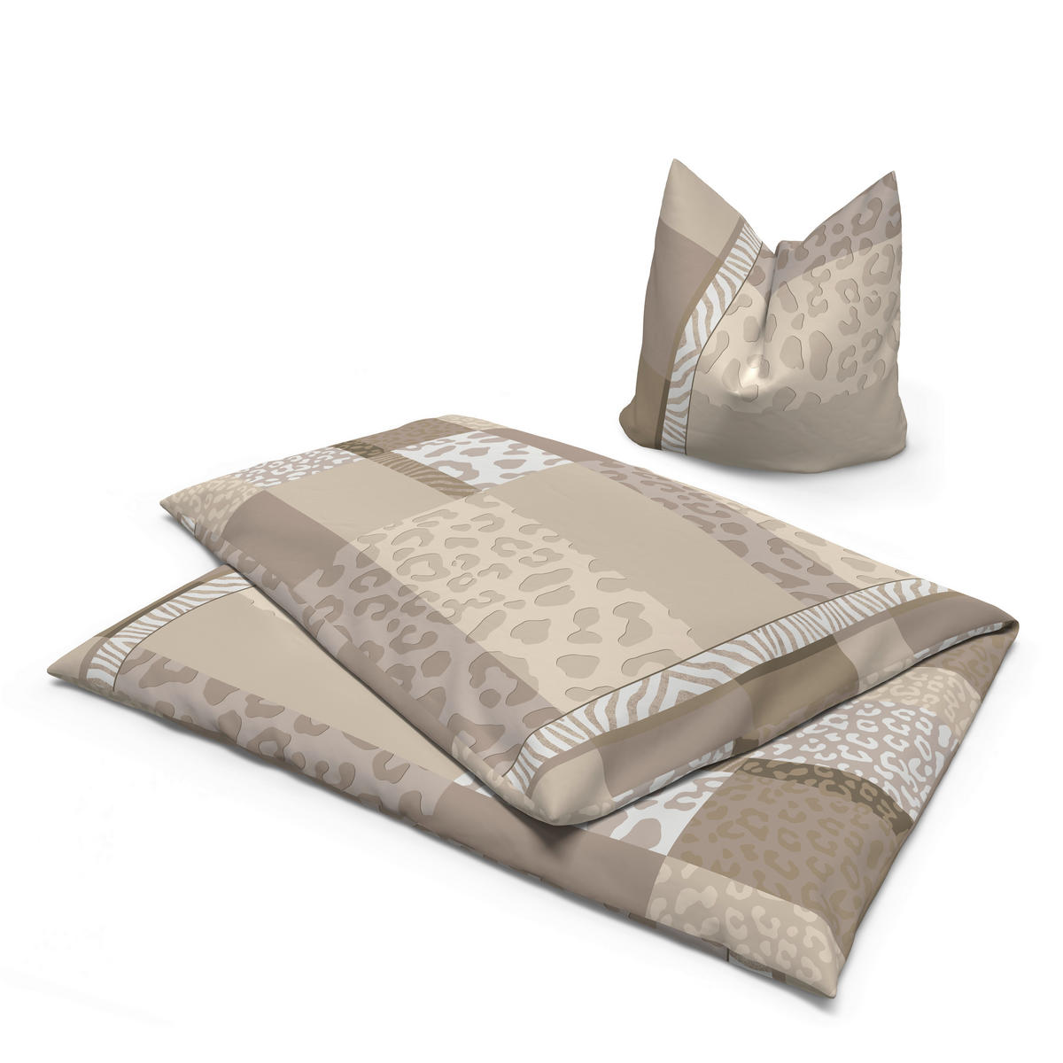 Baumwoll Bettwäsche Cotton touch Bettwäsche_Cotton-Touch Leo - beige/braun (135,00/200,00cm) - Sensation