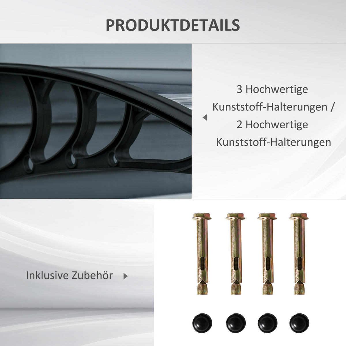 Outsunny Vordach für Haustür schwarz B/H/L: ca. 75x23x100 cm Vordach für Haustür - schwarz (100,00/75,00/23,00cm) - Outsunny