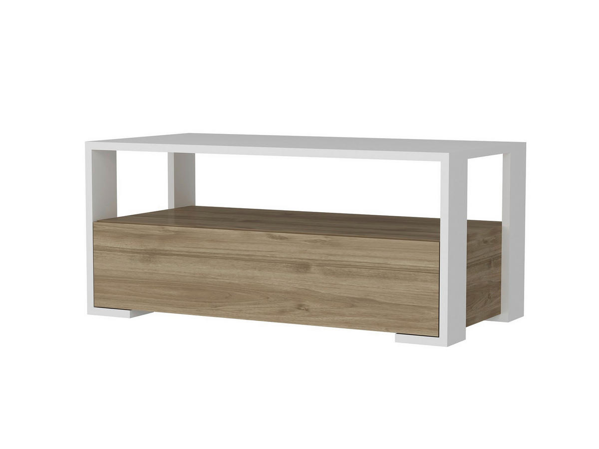 Couchtisch Balina weiß walnuss Nachbildung B/H/T: ca. 90x40x45 cm Balina - weiß/walnuss (90,00/40,00/45,00cm) - moebel17