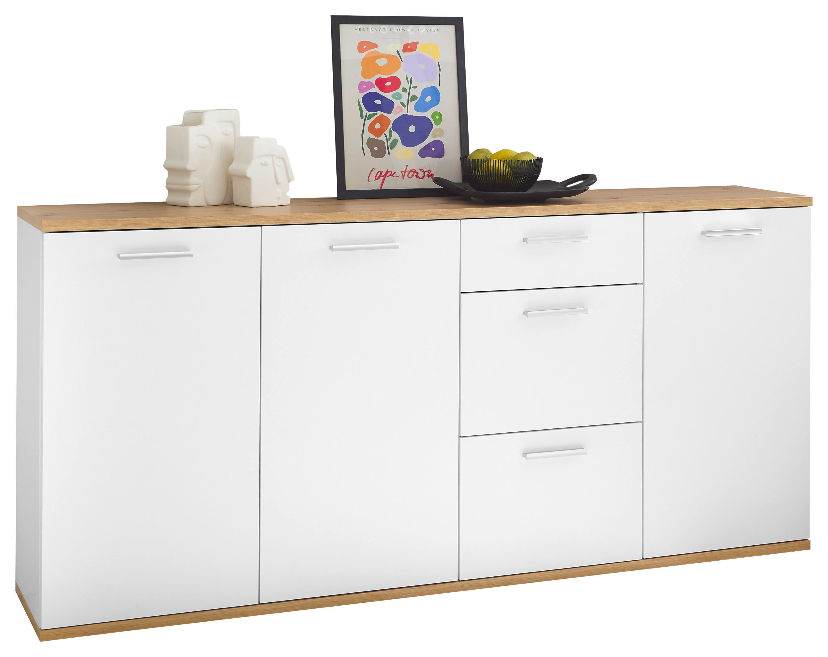 Sideboard BC 1035 weiß Eiche Artisan Nachbildung B/H/T: ca. 180x86x38 cm BC 1035 - Eiche/weiß (180,00/86,00/38,00cm)