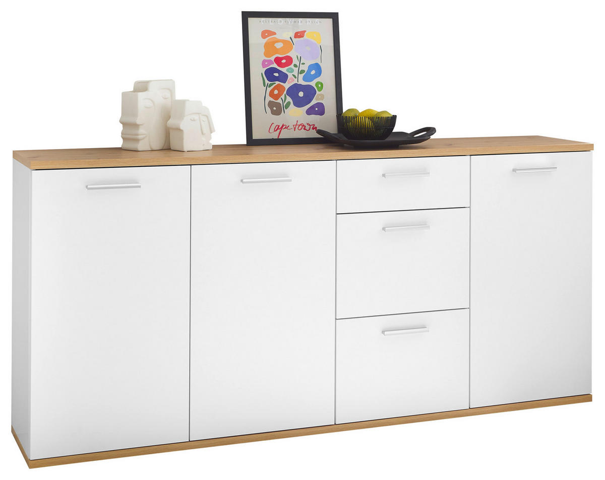 Sideboard BC 1035 weiß Eiche Artisan Nachbildung B/H/T: ca. 180x86x38 cm BC 1035 - Eiche/weiß (180,00/86,00/38,00cm)