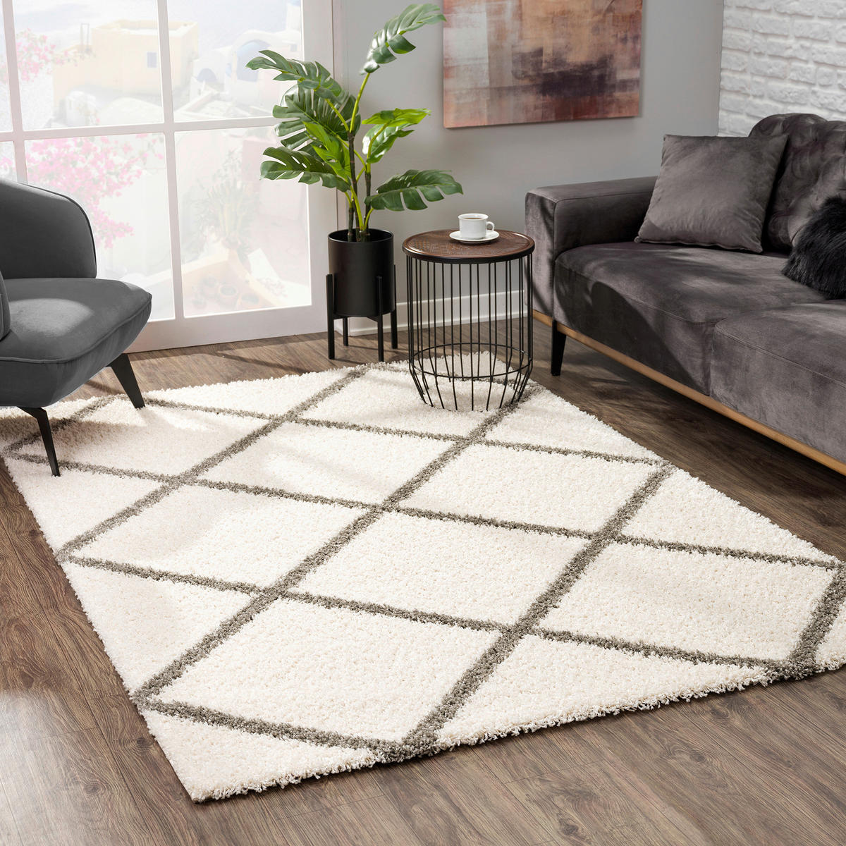 Sanat Hochflorteppich MADRID creme B/L: ca. 140x200 cm MADRID - creme (140,00/200,00cm) - Sanat