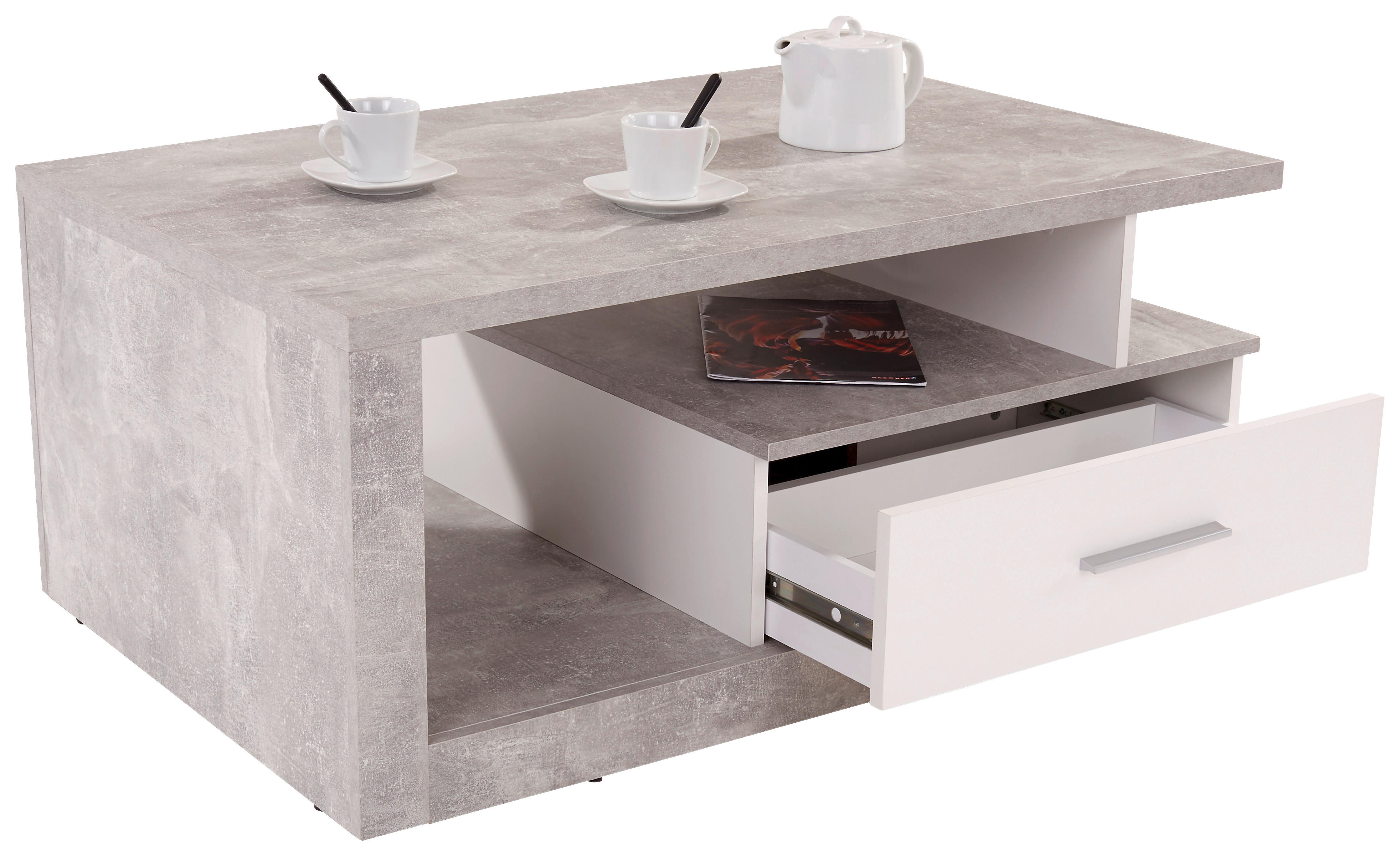 Couchtisch Iguan Beton Optik weiß Nachbildung B/H/T: ca. 110x45x67 cm Iguan - Beton/weiß (110,00/45,00/67,00cm)