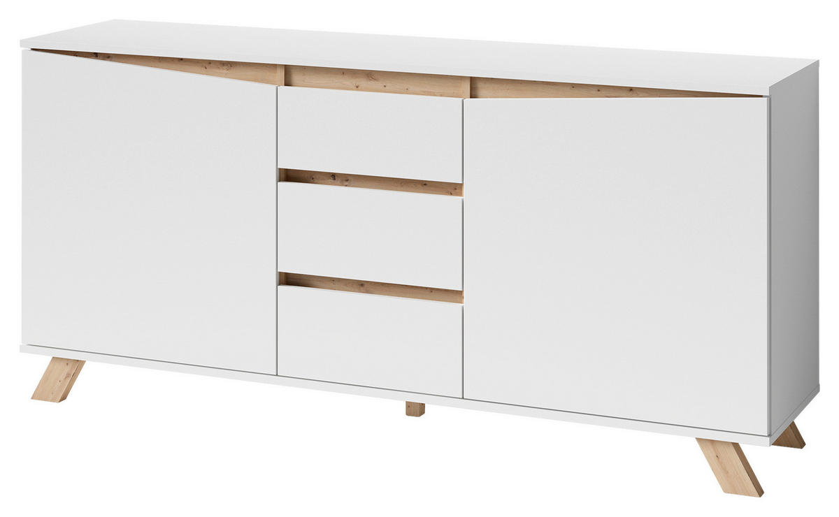 Sideboard VALENTIN weiß Eiche Nachbildung B/H/T: ca. 160x80x38 cm VALENTIN - Eiche/weiß (160,00/80,00/38,00cm) - byLIVING