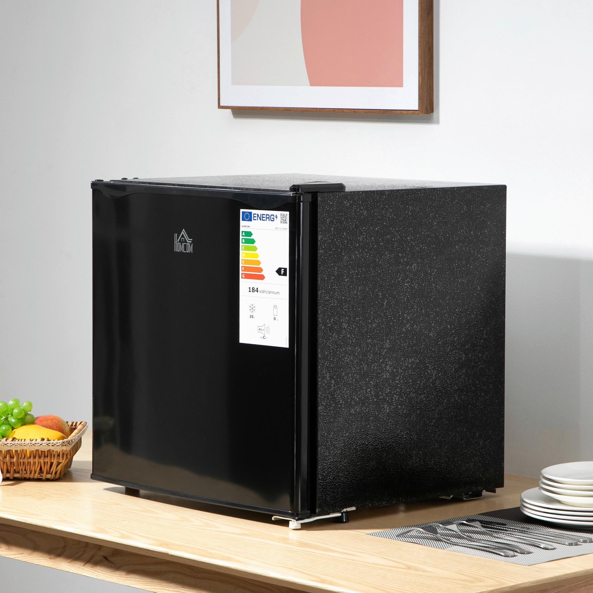 HOMCOM Mini-Gefrierschrank 800-127V90BK schwarz Polypropylen Edelstahl Kunststoff B/H/L: ca. 44,2x47x48,8 cm Mini-Gefrierschrank - schwarz (48,80/44,20/47,00cm) - HOMCOM