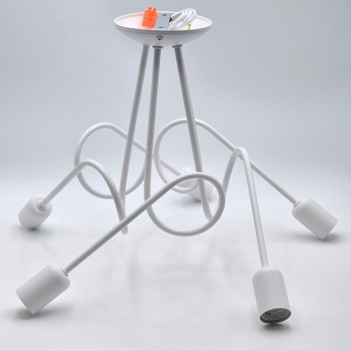 Lamkur Kronleuchter weiß Stahl B/H/L: ca. 39x54x54 cm E27 5 Brennstellen Lizzy - weiß (54,00/39,00/54,00cm) - Lamkur