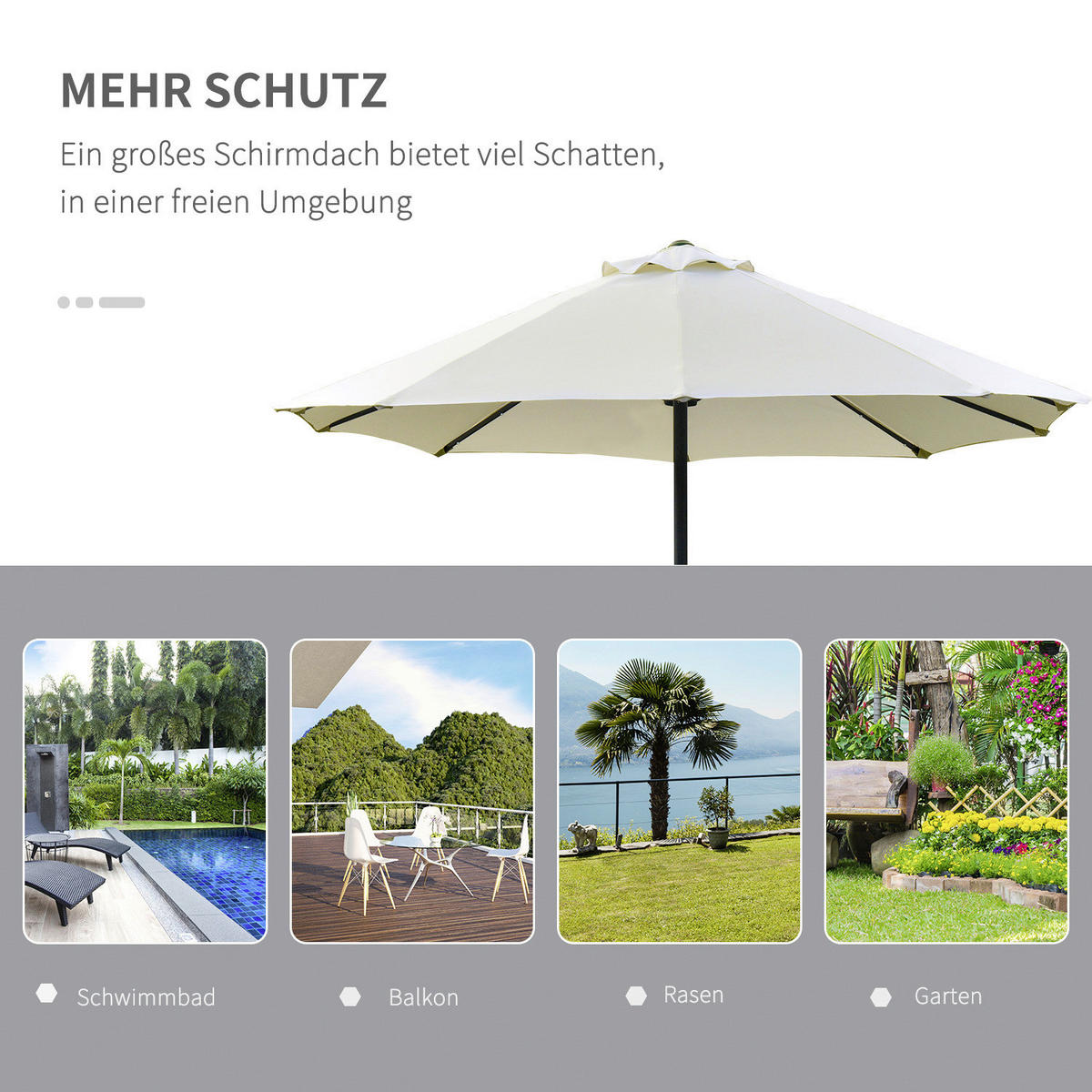 Outsunny Sonnenschirm cremeweiß Metall B/H/L: ca. 260x240x440 cm Sonnenschirm - cremeweiß (440,00/260,00/240,00cm) - Outsunny