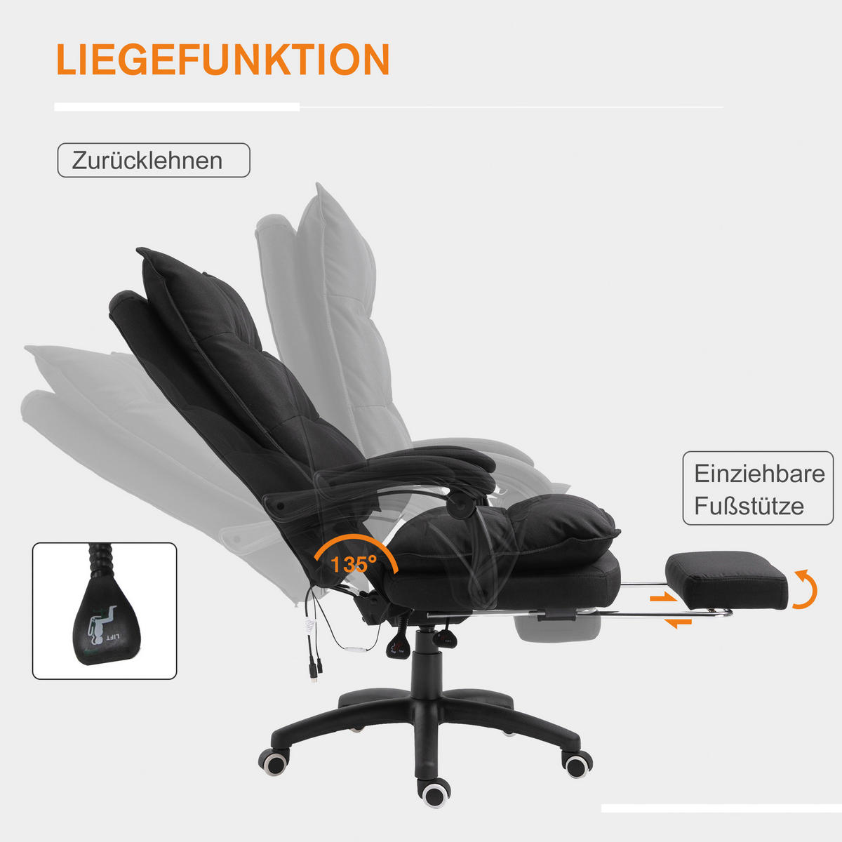 Vinsetto Massagestuhl MH02-0758 schwarz Schaumstoff Nylon Massagestuhl MH921-232BK - schwarz - Vinsetto
