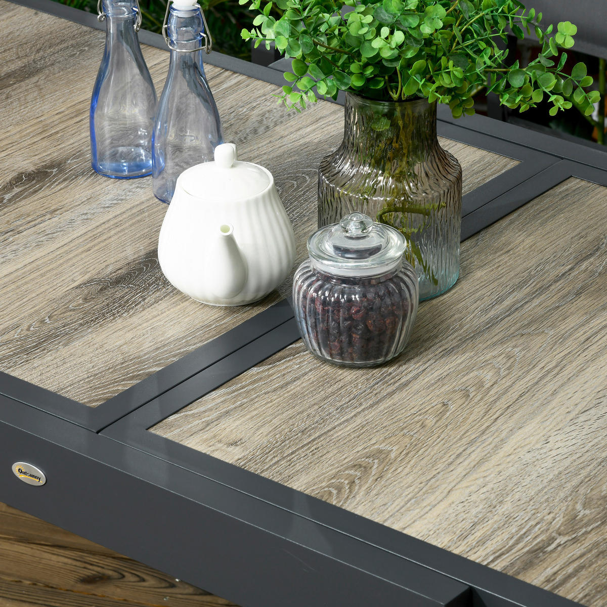 Outsunny Gartentisch beige Aluminium B/H/L: ca. 80x75x160 cm Gartentisch - beige/grau (160,00/80,00/75,00cm) - Outsunny