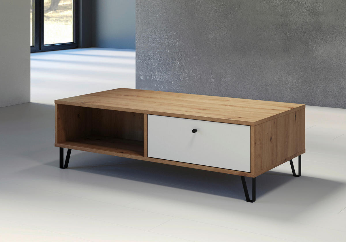 TV-Lowboard Touch Eiche Artisan Nachbildung weiß matt B/H/T: ca. 110x37x60 cm Touch - Eiche/weiß (110,00/37,00/60,00cm) - Trendteam
