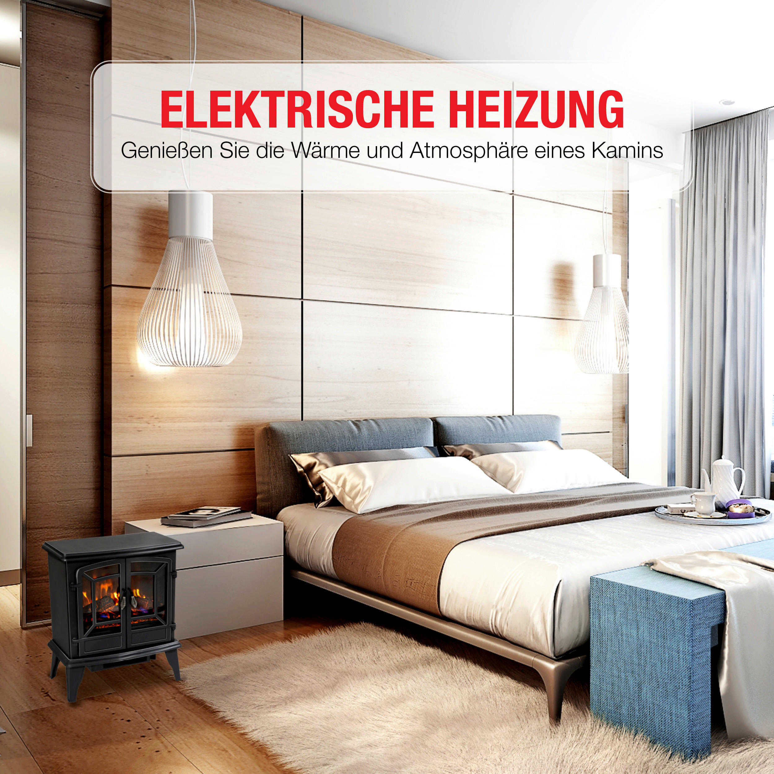 Elektrokamin schwarz B/H/L: ca. 51x59x28 cm ca. 1800 W Narvik - schwarz (28,00/51,00/59,00cm)