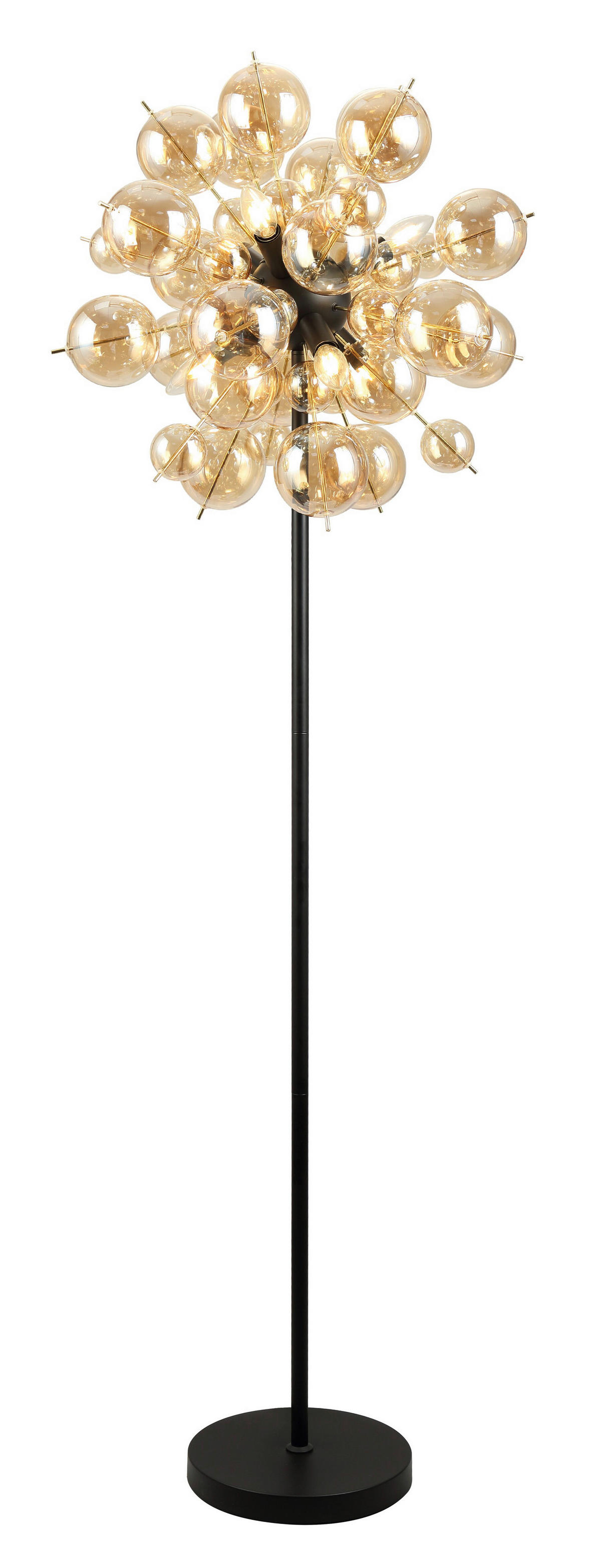 GLOBO Stehleuchte mattschwarz Glas Metall H/D: ca. 155x55 cm 6 Brennstellen 15633SA - mattschwarz (55,00/155,00cm) - GLOBO