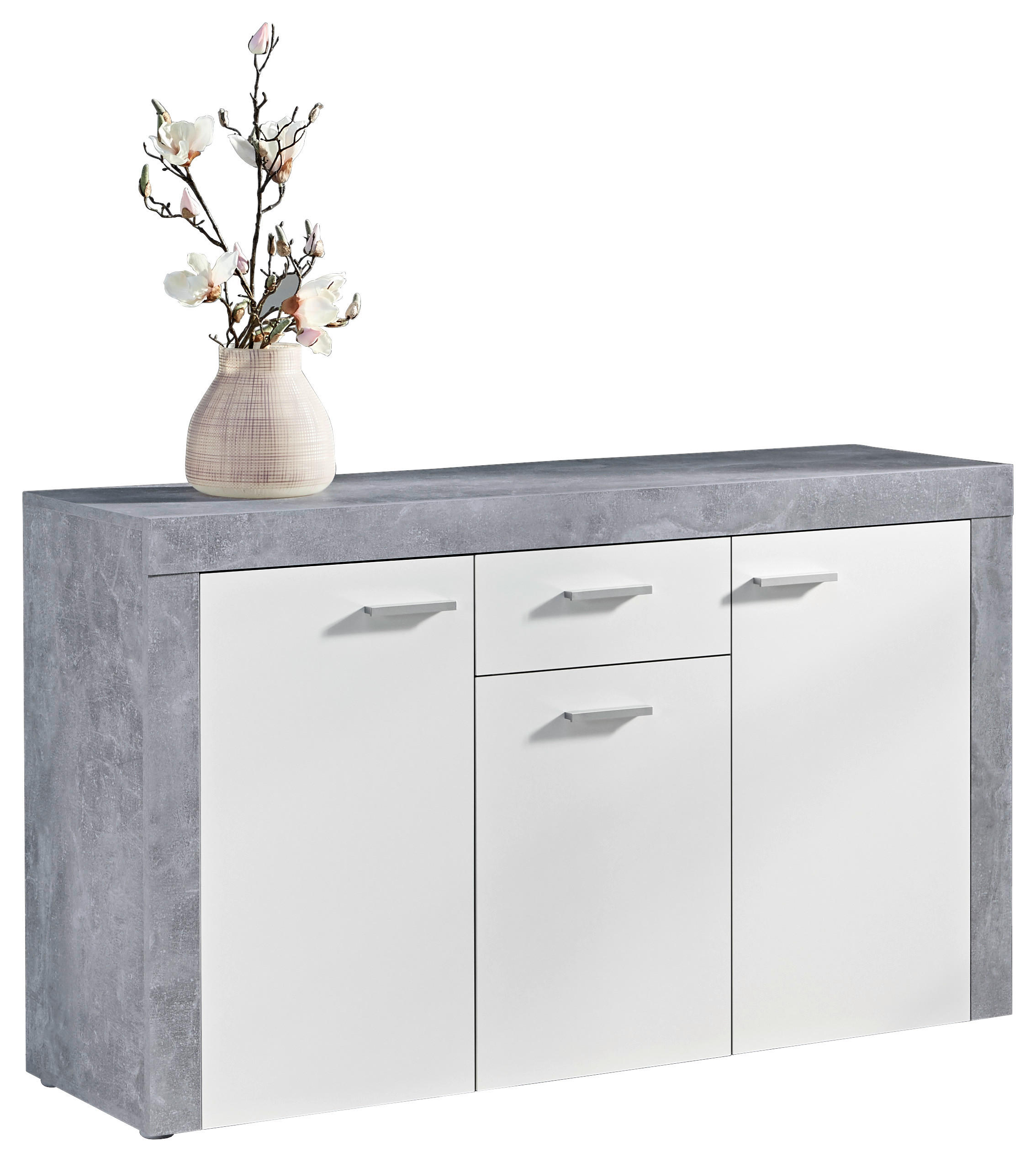 Kommode Focus Beton Optik weiß B/H/T: ca. 134x79x39 cm Focus - weiß (134,00/79,00/39,00cm)