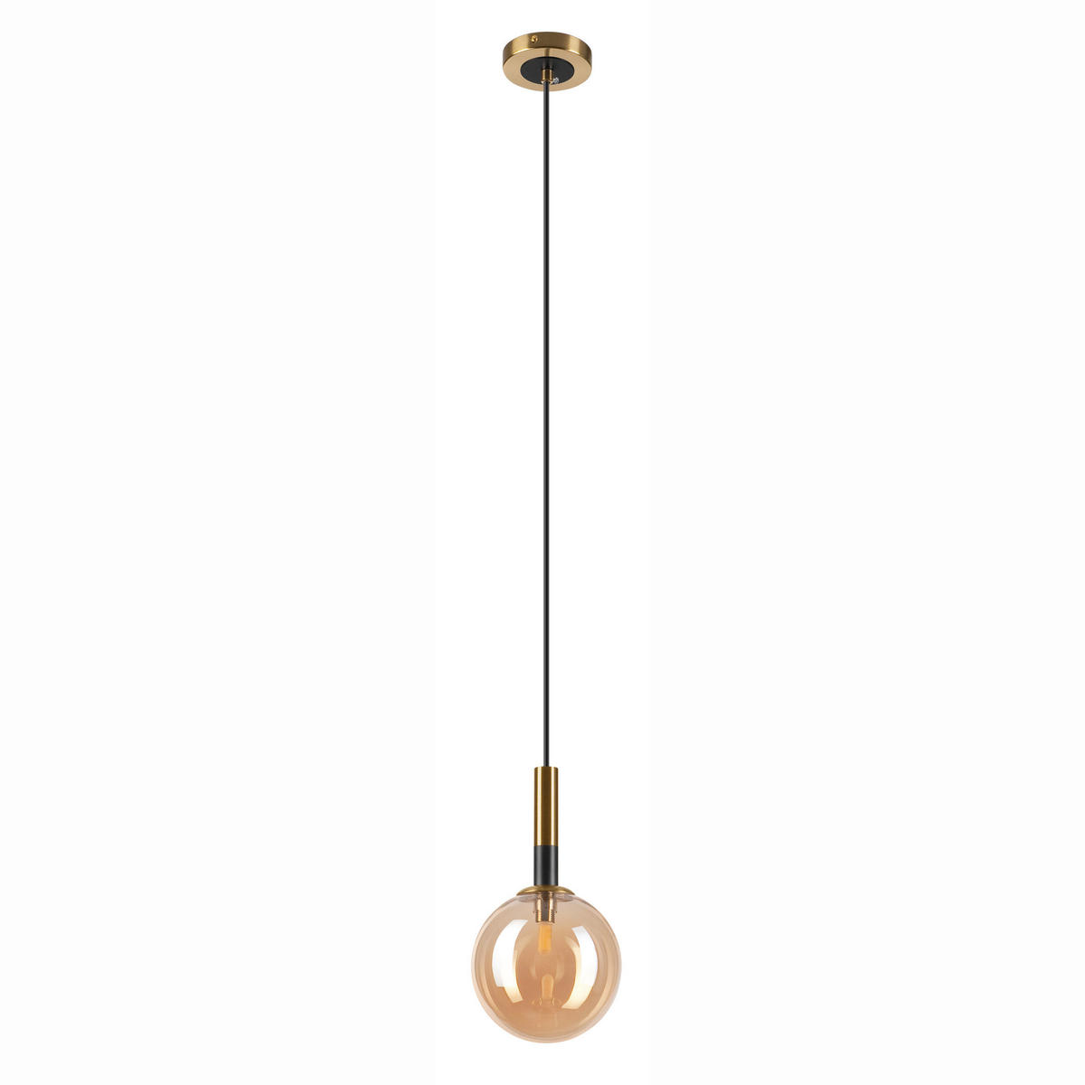 Lamkur Pendelleuchte ROLLO 49342 gold schwarz Glas Stahl H/L: ca. 120x15 cm E27 1 Brennstellen Rollo - gold/schwarz (15,00cm) - Lamkur