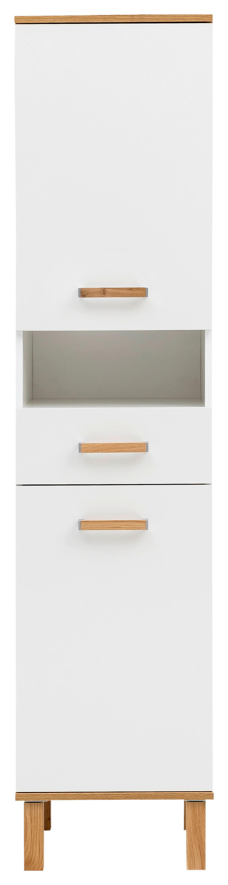 Hochschrank Padua weiß glanz Eiche Landhaus Nachbildung B/H/T: ca. 40,4x178,5x35 cm Padua - Eiche/weiß (40,40/178,50/35,00cm) - Möbelpartner