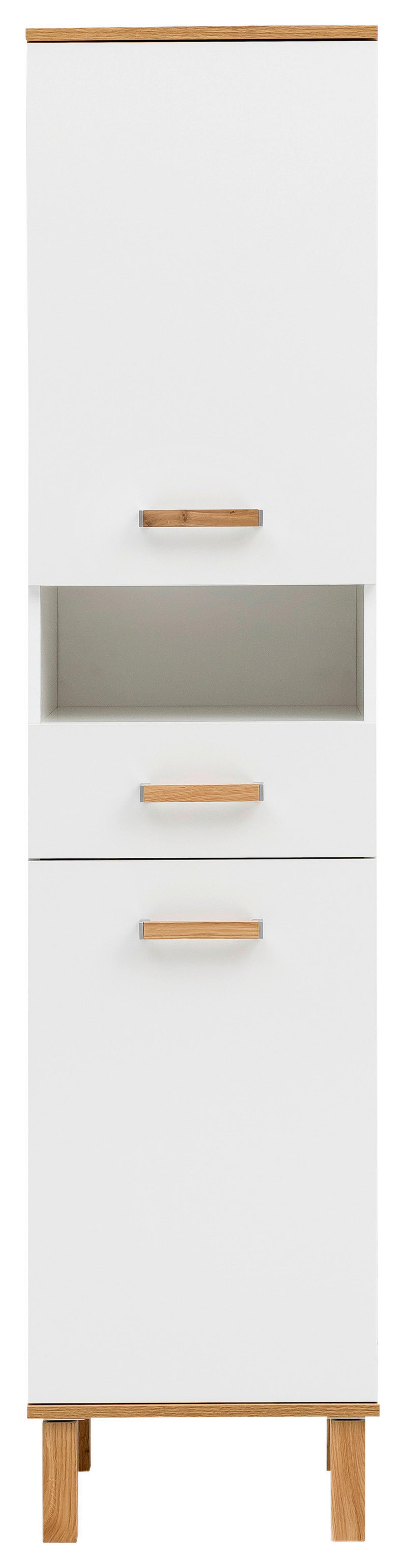 Hochschrank Padua weiß glanz Eiche Landhaus Nachbildung B/H/T: ca. 40,4x178,5x35 cm Padua - Eiche/weiß (40,40/178,50/35,00cm) - Möbelpartner
