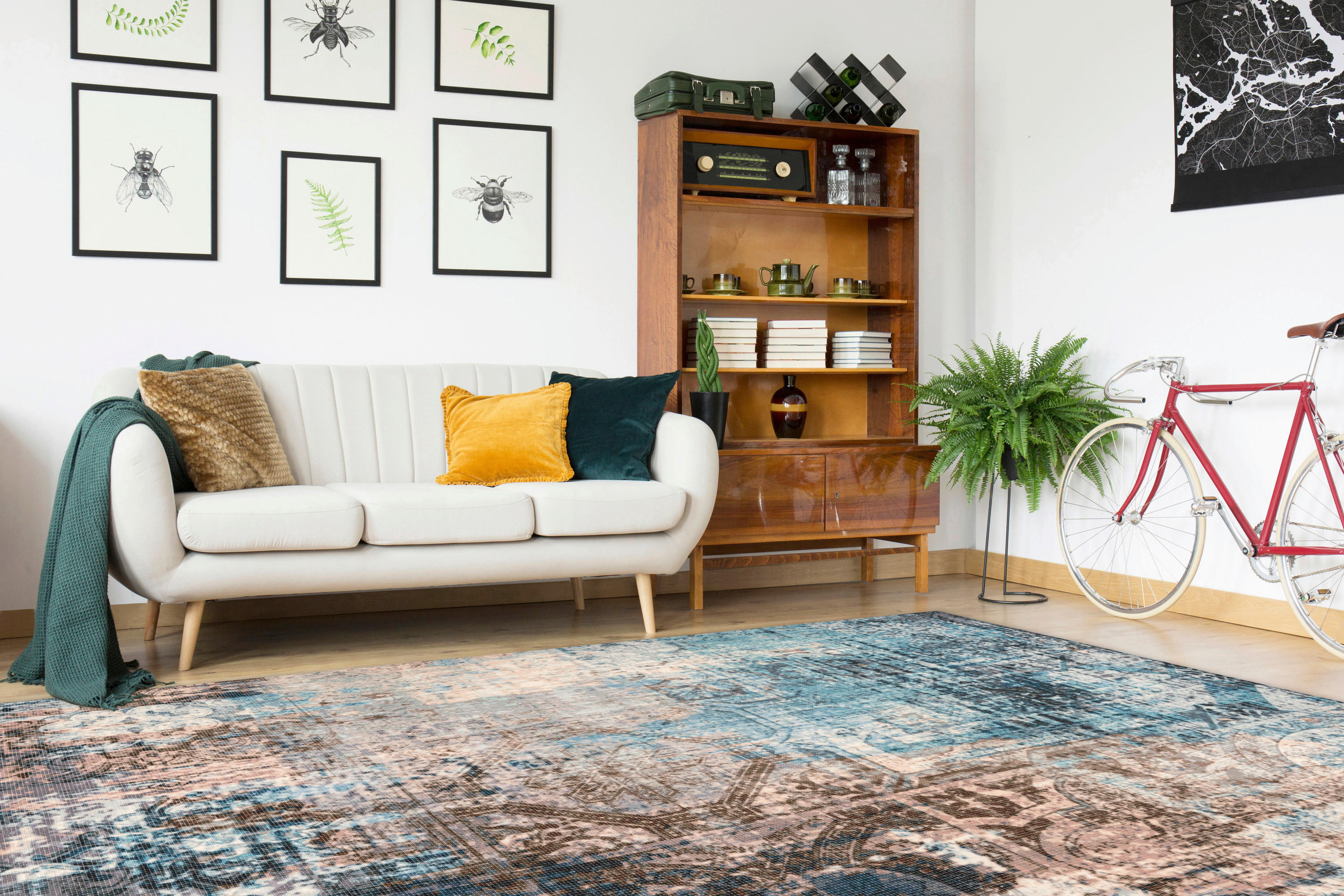 360Living Teppich Indiana blau B/L: ca. 80x150 cm Indiana - blau/braun (80,00/150,00cm) - 360Living