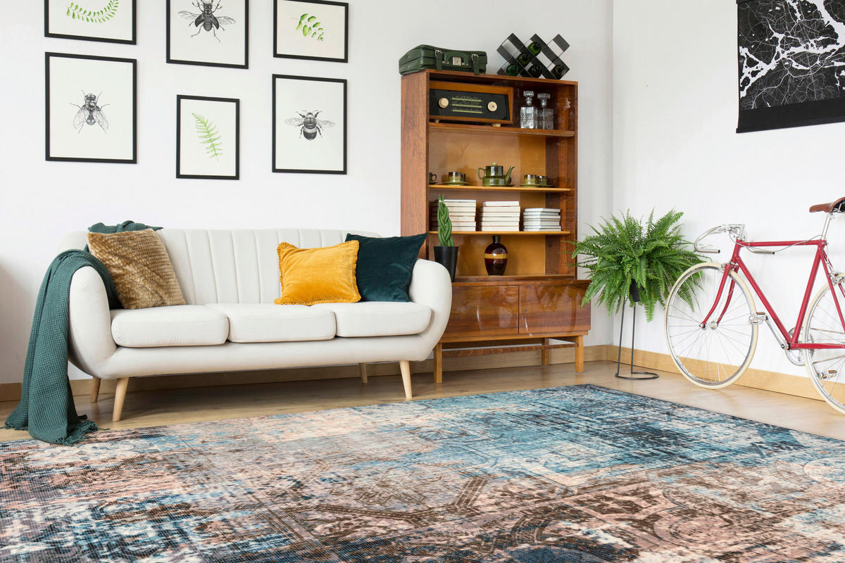 360Living Teppich Indiana blau B/L: ca. 80x150 cm Indiana - blau/braun (80,00/150,00cm) - 360Living