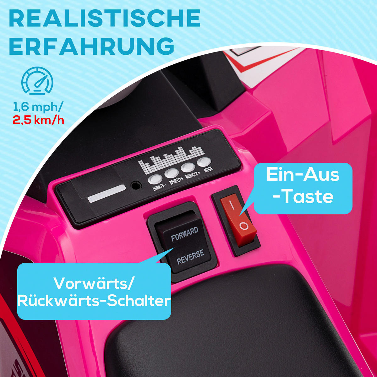 HOMCOM Elektroauto für Kinder rosa B/H/L: ca. 41,5x48,5x70 cm Elektroauto für Kinder - rosa (70,00/41,50/48,50cm) - HOMCOM