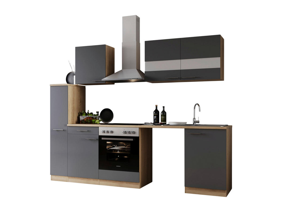 Respekta Küchenblock Merle grau B/H/T: ca. 250x200x60 cm Merle - Eiche/grau (250,00/200,00/60,00cm) - Respekta