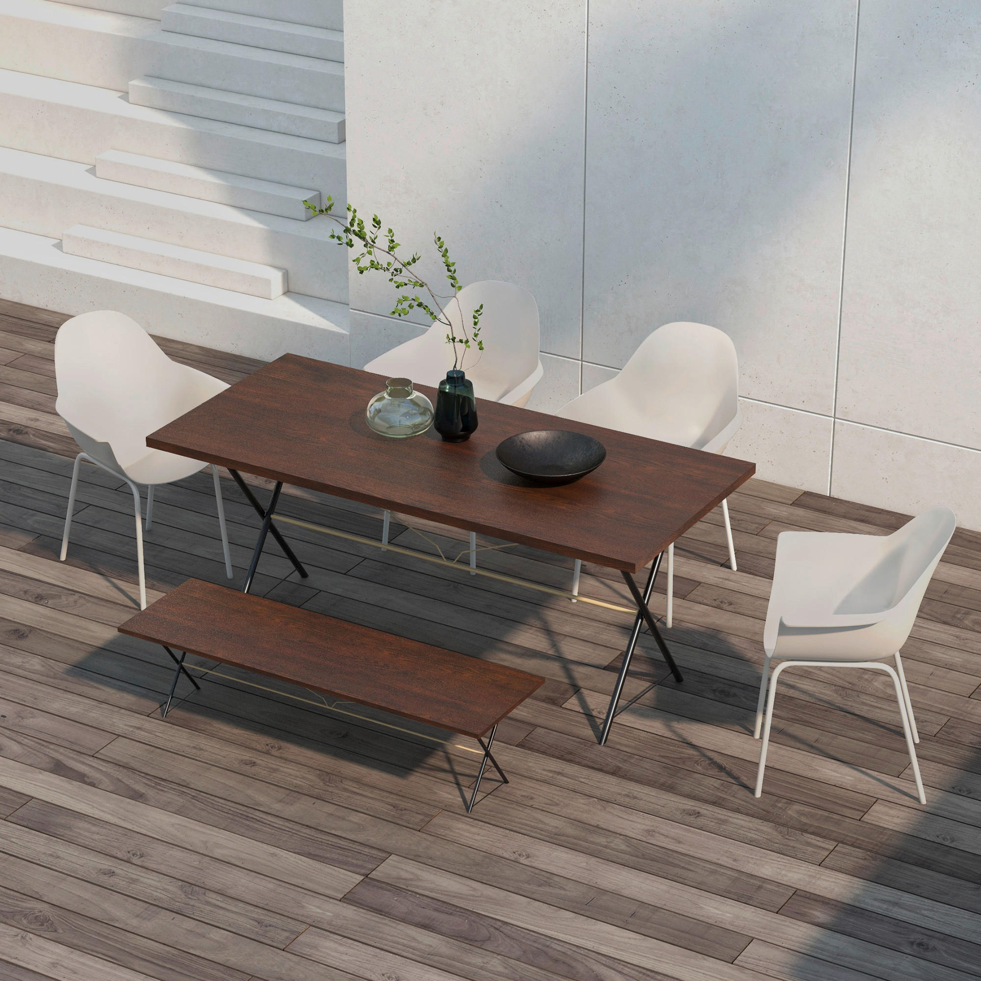 Outsunny Bistro-Set grau Stahl B/H/L: ca. 55x84x59 cm Bistro-Set - grau (59,00/55,00/84,00cm) - Outsunny