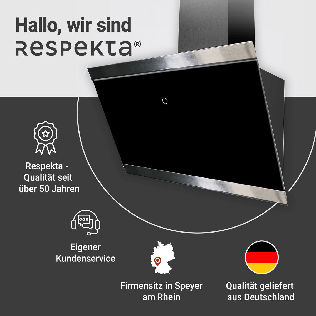 Respekta Dunstabzugshaube CH89060S schwarz B/H/T: ca. 59,5x73,5x37,8 cm CH89060S - schwarz (59,50/73,50/37,80cm) - Respekta