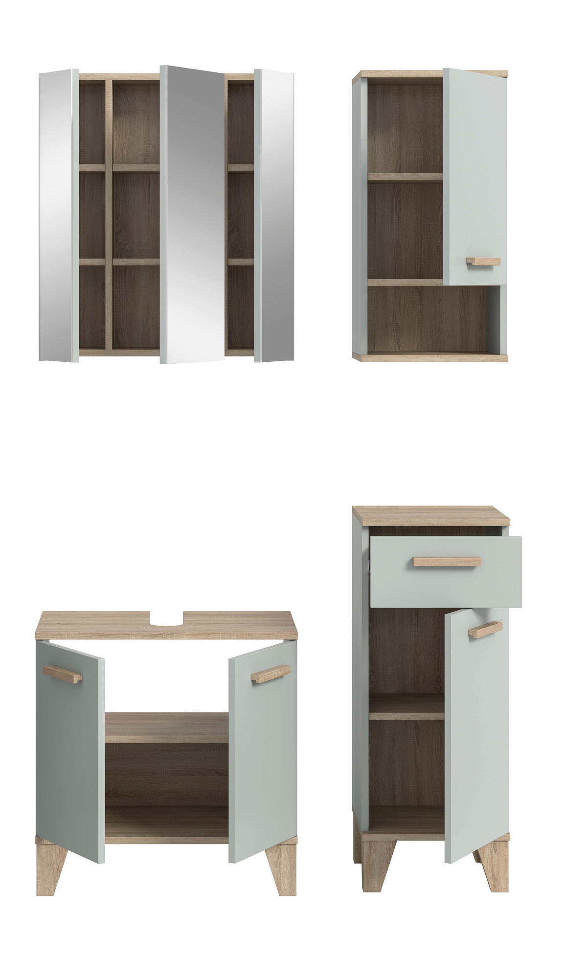 Badezimmer-Set STAR hellgrün Eiche hell Nachbildung B/H/T: ca. 109x190x34 cm STAR - hellgrün (109,00/190,00/34,00cm) - xonox.home