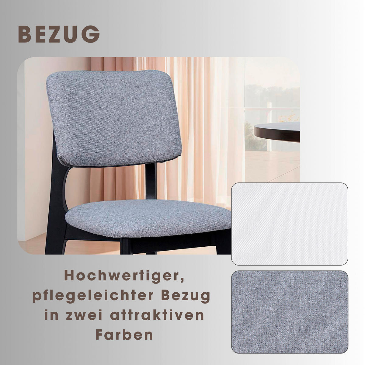 Stuhl ELSA schwarz grau Webstoff B/H/T: ca. 48x87x54 cm ELSA - schwarz/grau (48,00/87,00/54,00cm) - byLIVING