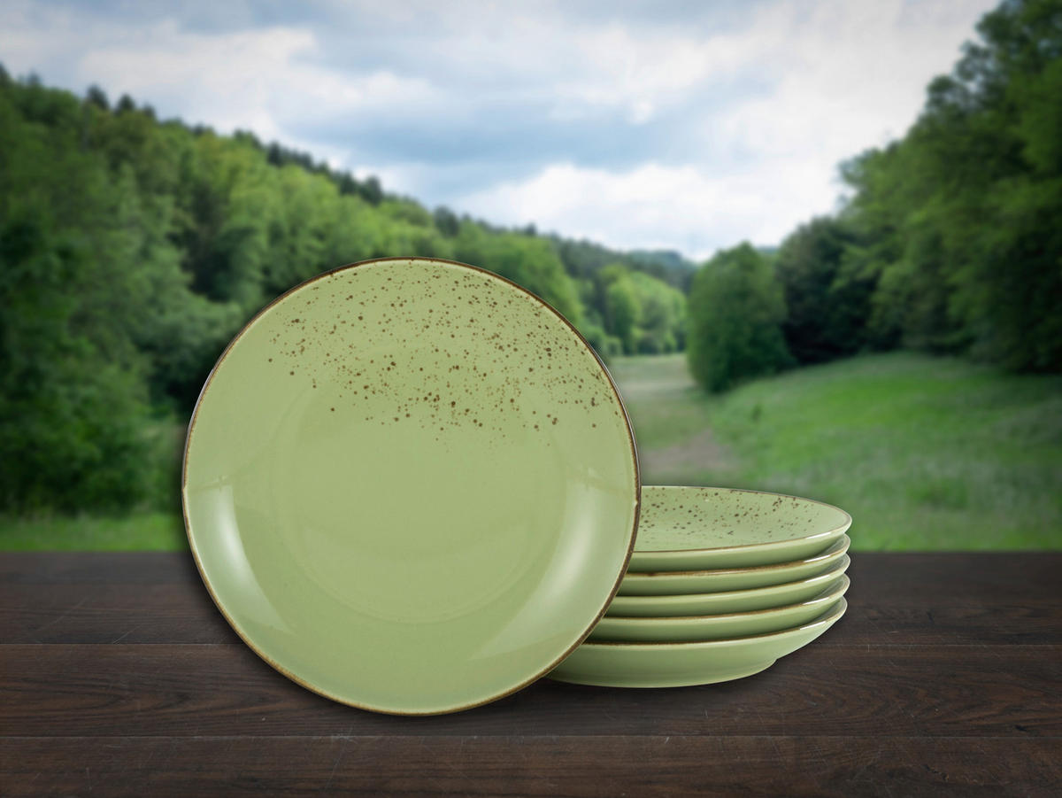 CreaTable Dessertteller NATURE COLLECTION grün Steinzeug D: ca. 21 cm NATURE COLLECTION - grün (21,00cm) - CreaTable