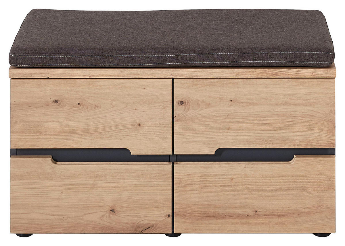 Sitzbank Memphis Eiche Artisan Nachbildung Graphit B/H/T: ca. 80x49x38 cm Memphis - Eiche/Graphit (80,00/49,00/38,00cm)