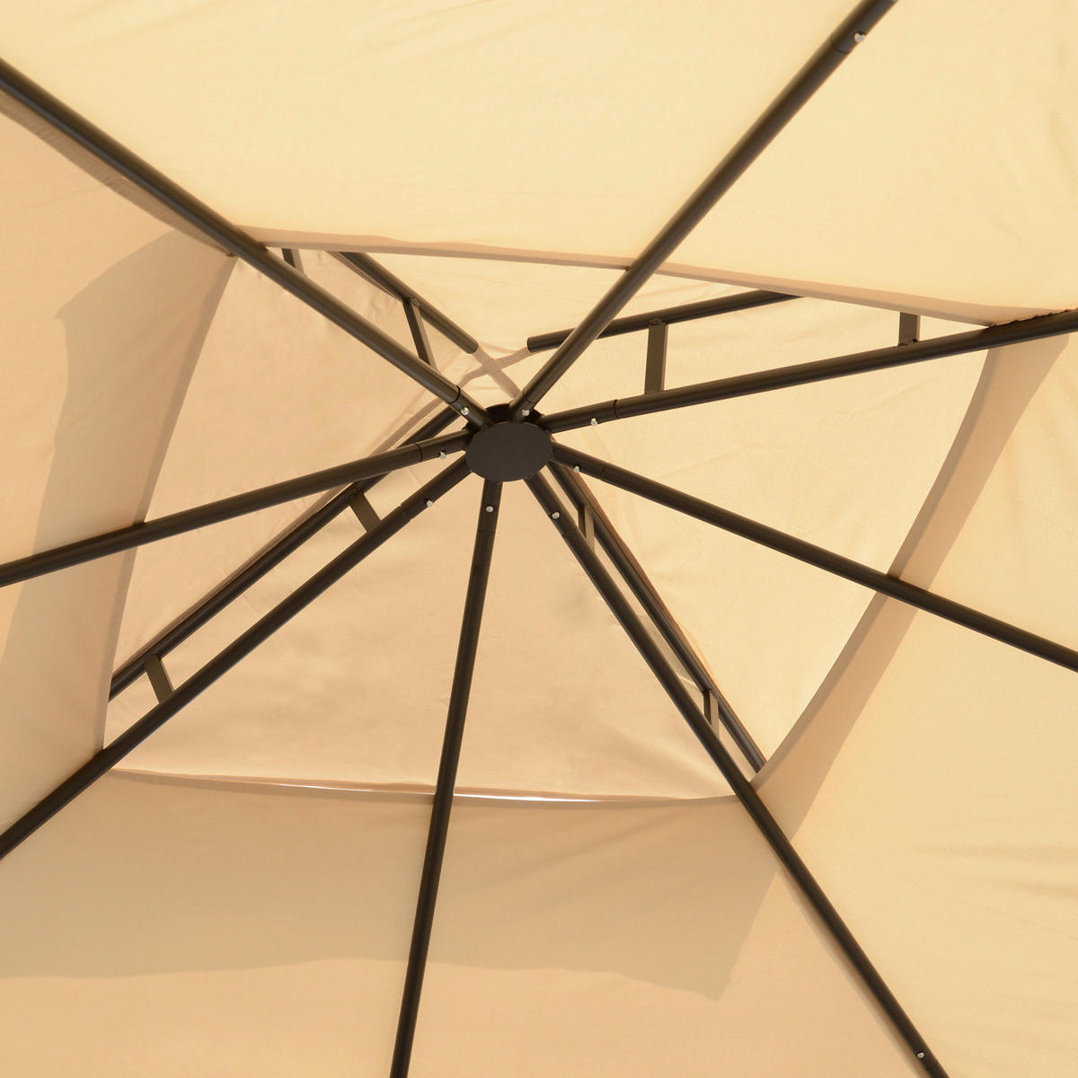 Outsunny Pavillon beige Metall B/H/T: ca. 300x278x300 cm Metallpavillon_mit_Moskitonetz - beige (300,00/278,00/300,00cm) - Outsunny