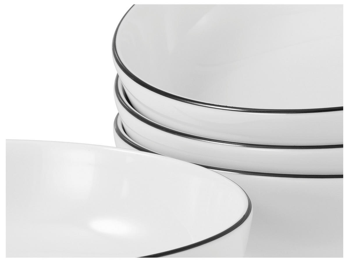 CreaTable Schüssel-Set Allround Black Line weiß Porzellan Allround Black Line - weiß/schwarz - CreaTable