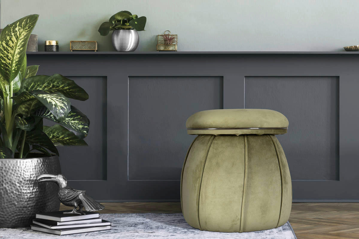 360 Living Hocker Corin 100 grün Graphit H/D: ca. 51,5x51,5 cm Corin 100 - Graphit/grün (51,50/51,50cm) - 360 Living