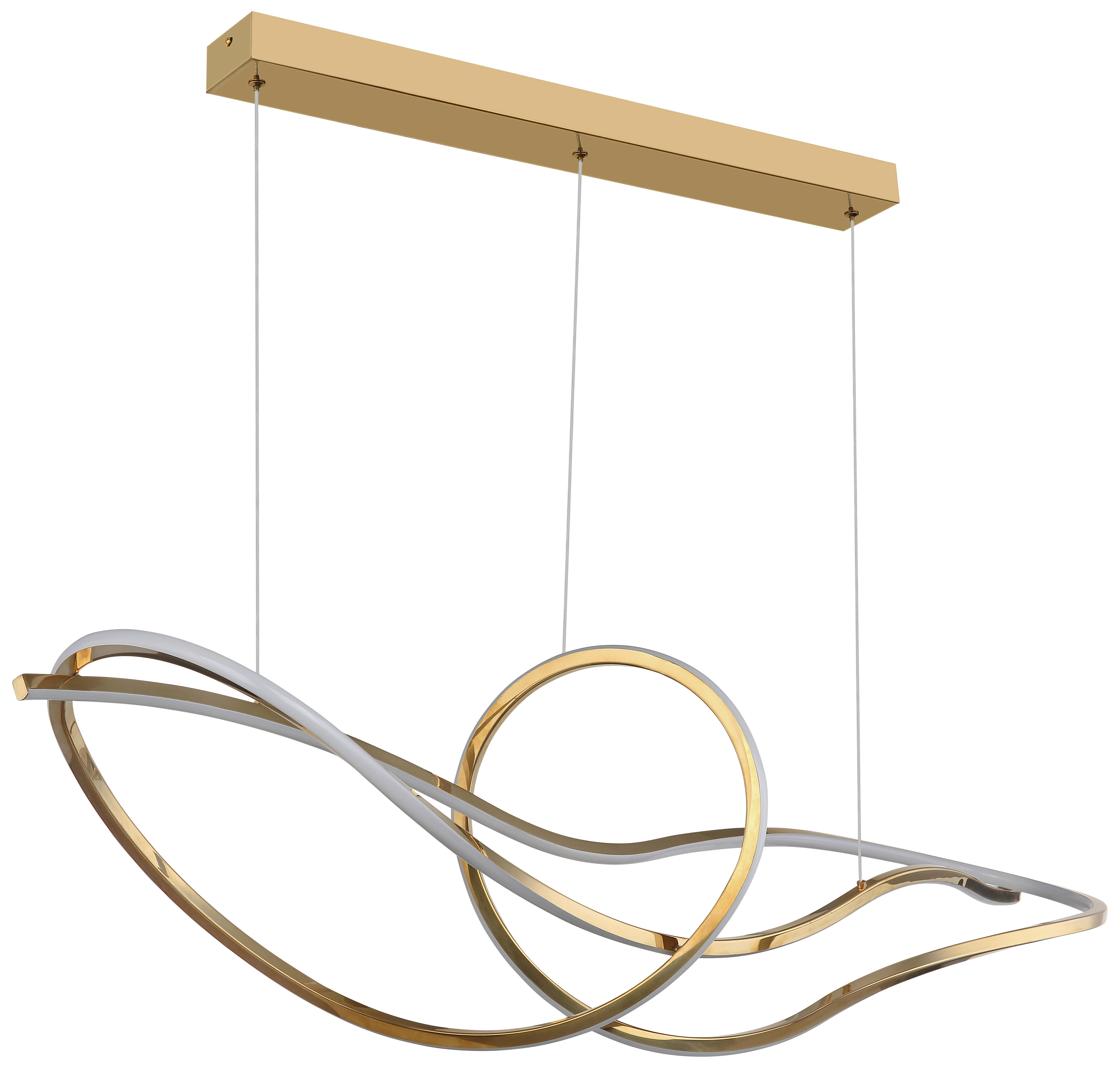 GLOBO Pendelleuchte Craft Gold Opal Edelstahl Metall B/H: ca. 110x120 cm 1.0 Brennstellen Iduna - Craft Gold/Opal (110,00/120,00cm) - GLOBO
