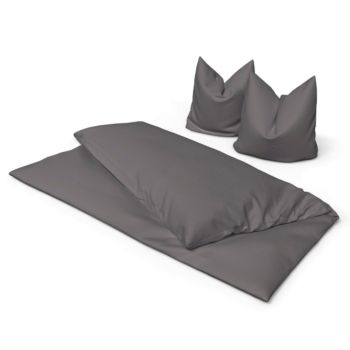 Baumwoll Bettwäsche Renforce Bettwäsche_Renforce Uni 200x200cm - anthrazit (200,00/200,00cm) - beau rêve