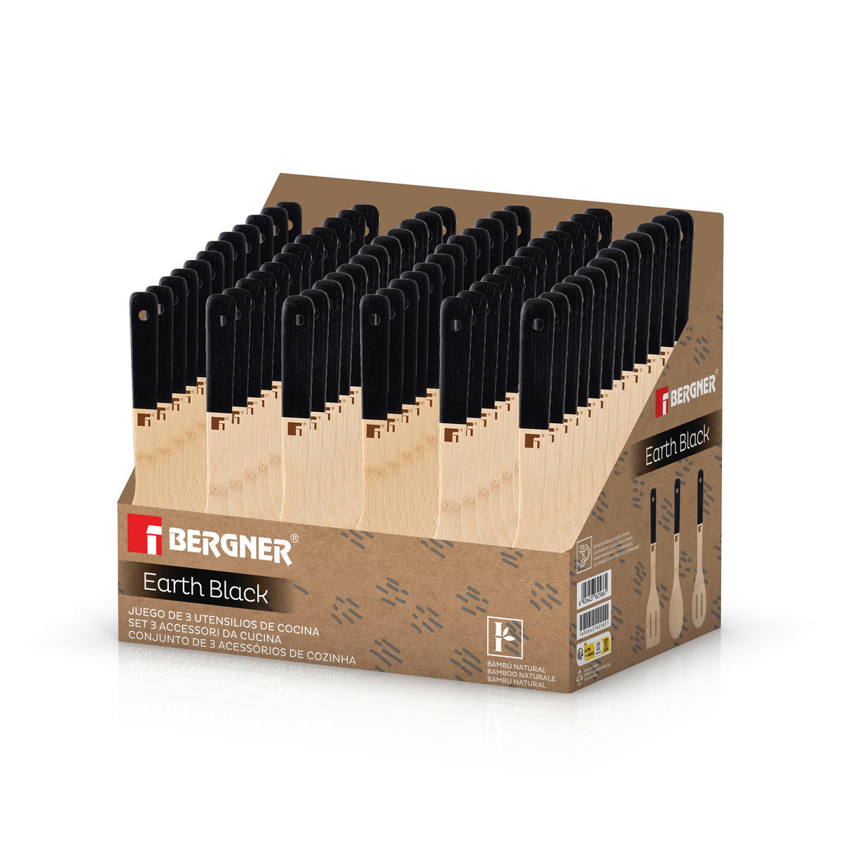 BERGNER Kochlöffel EARTH BLACK schwarz Bambus B/H/L: ca. 6x8x30 cm EARTH BLACK - schwarz (30,00/6,00/8,00cm) - BERGNER