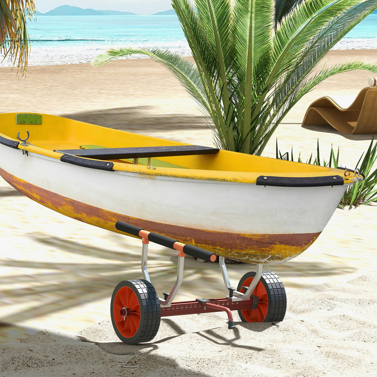 SPORTNOW Outdoor-Aktivitäten grün Edelstahl B/H/L: ca. 72,5x79x42 cm Kajakwagen - schwarz/grün (42,00/72,50/79,00cm) - SPORTNOW