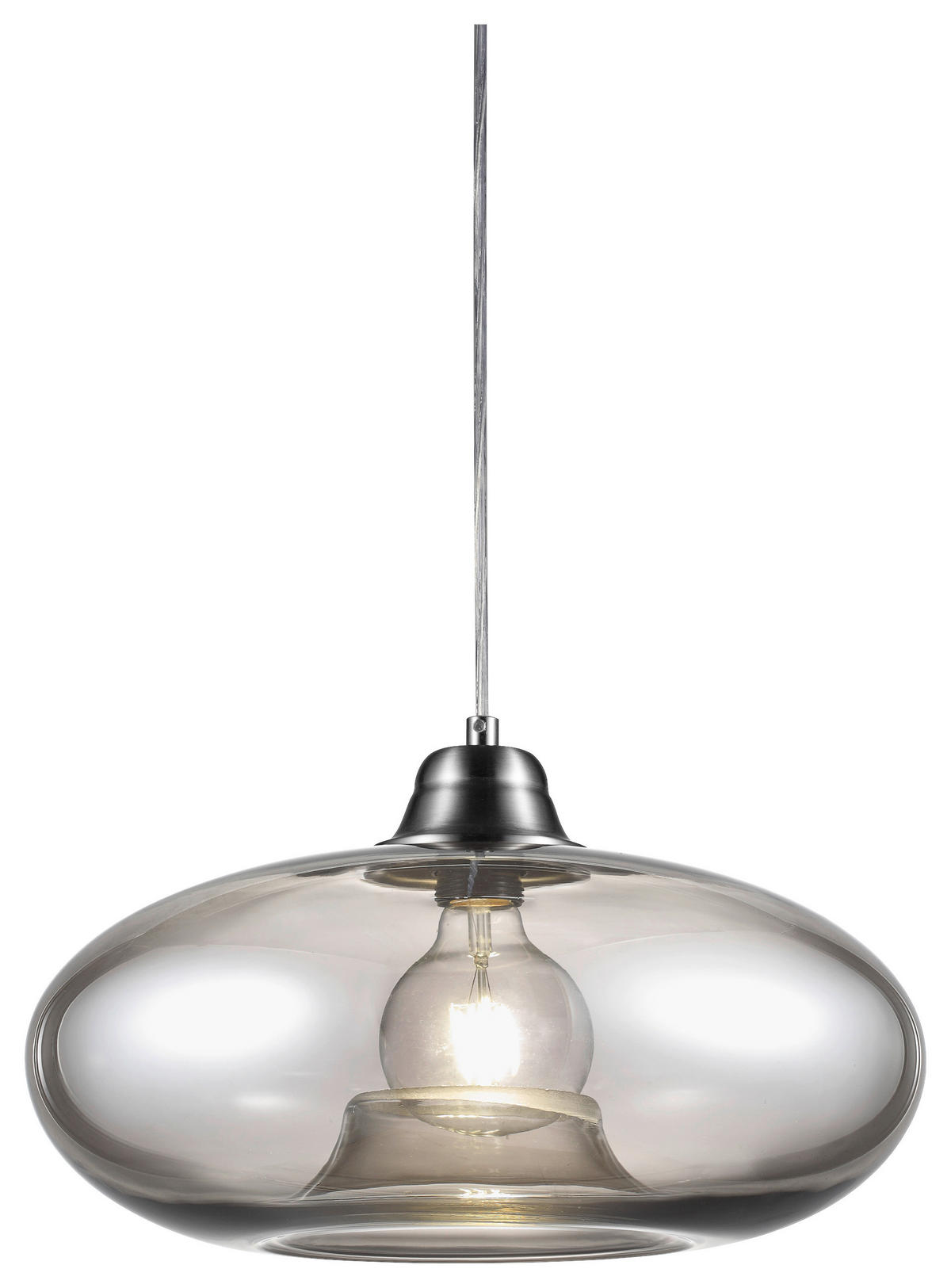 Nowa Pendelleuchte 30040102 nickel matt Rauchglas Metall H/D: ca. 150x40 cm E27 1 Brennstellen LILLE - nickel matt (40,00/150,00cm) - Nowa