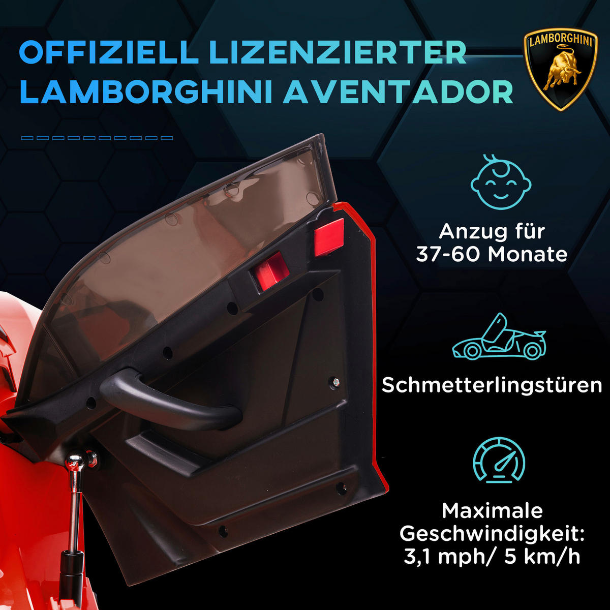 HOMCOM Kinderauto rot B/H/L: ca. 63x107,5x42 cm Kinderfahrzeug - rot (42,00/63,00/107,50cm) - HOMCOM